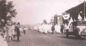 1927 Klan parade marching east on Broadway near Mill Street