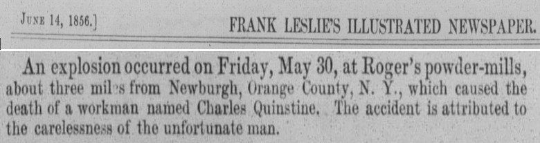 1856 News Article on Death at Orange Mills